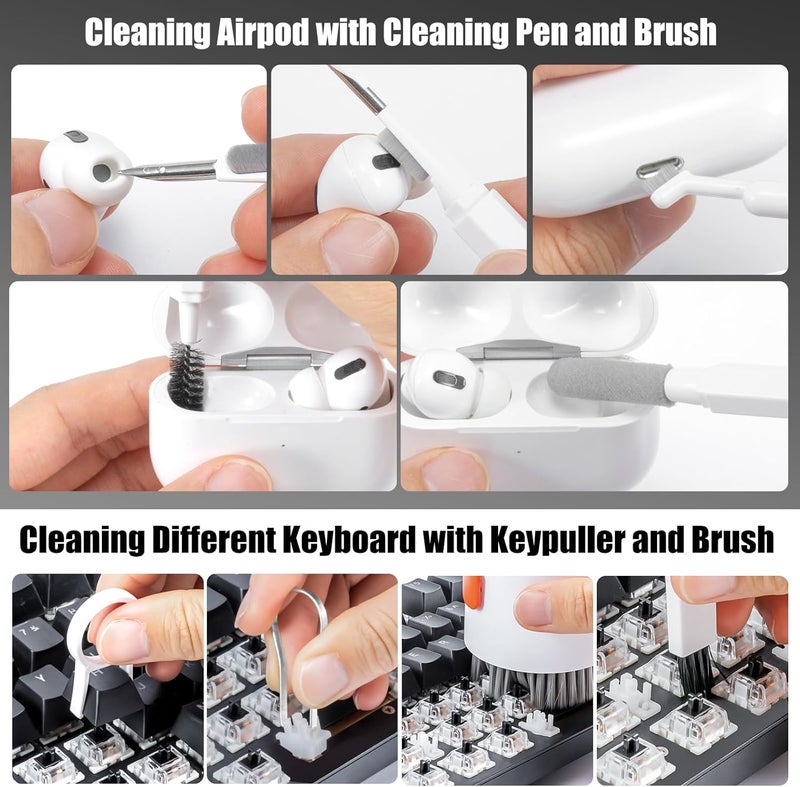 walrfid 2pcs White Pink Computer Keyboard Cleaner Kit, Laptop Screen Cleaning Spray for iPhone AirPod Phone MacBook iPad, 20-in-1 Electronic Clean Brush Tool for Earbud iPod TV Earphone Camera - Image 3